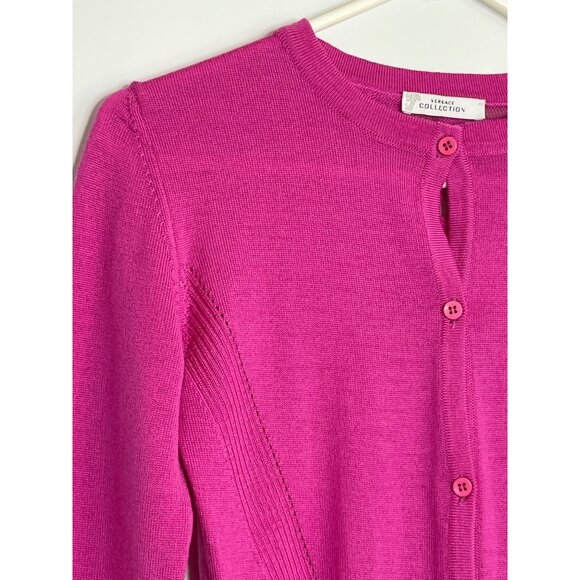 Versace Collection‎ Wool Pink Button Front Knit Cardigan Back Braid Detail 40 - Picture 3 of 15
